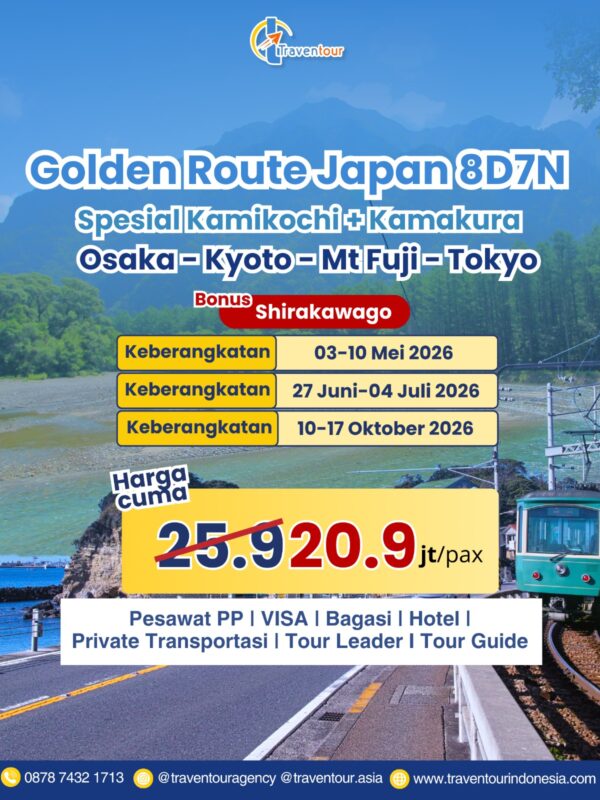 Golden Route Japan 8D7N Spesial Kamikochi + Kamakura